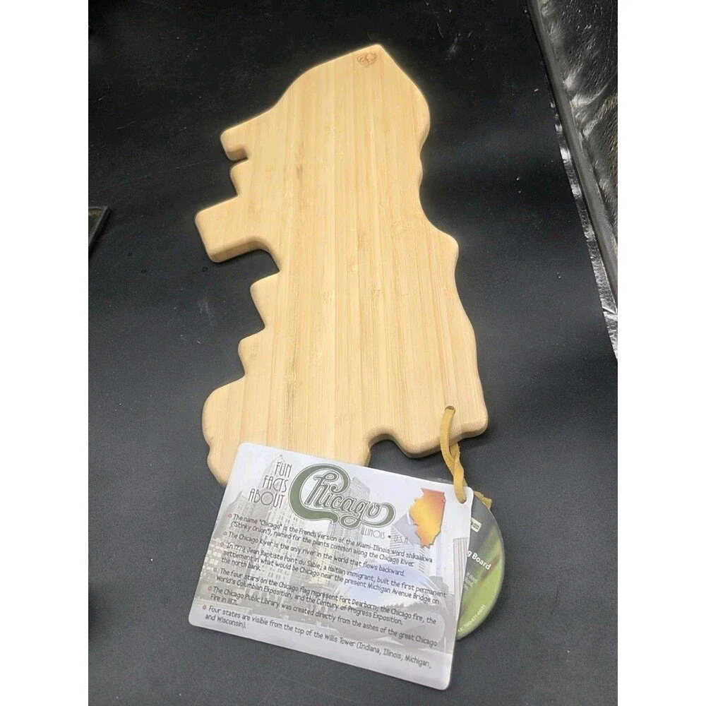 Chicago Neighborhood Map Bamboo Cutting Charcueterie Board NWT